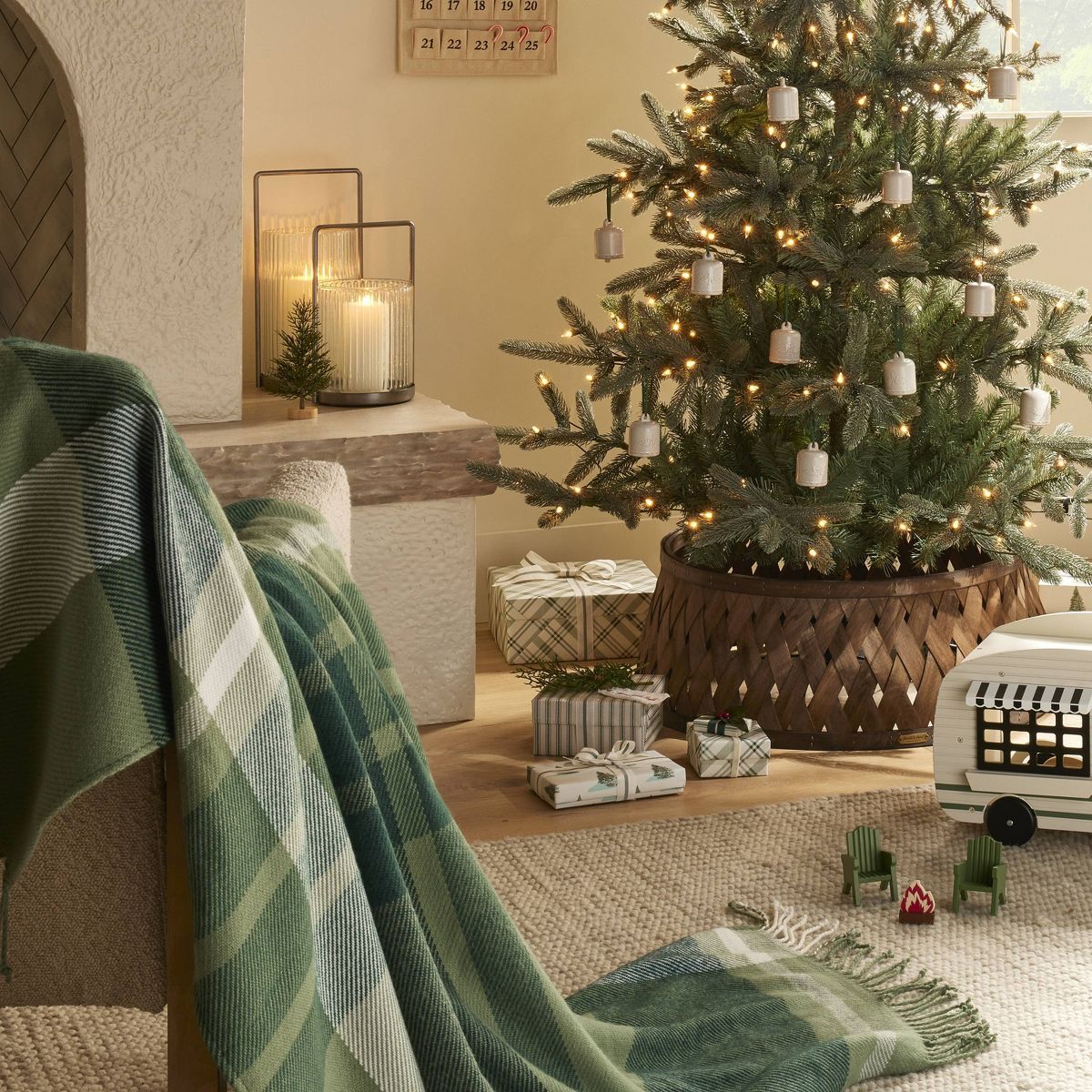 26" Wooden Lattice Christmas Tree Collar Dark Brown - Hearth & Hand™ with Magnolia | Target