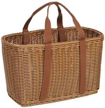 Wicker Shopping Basket with Handles – Reusable Handwoven Market Basket for Groceries, Farmers M... | Amazon (US)