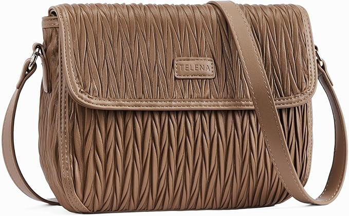 Telena Small Purses for Women Trendy Leather Crossbody Bags Ruched Shoulder Bag with Adjustable S... | Amazon (US)