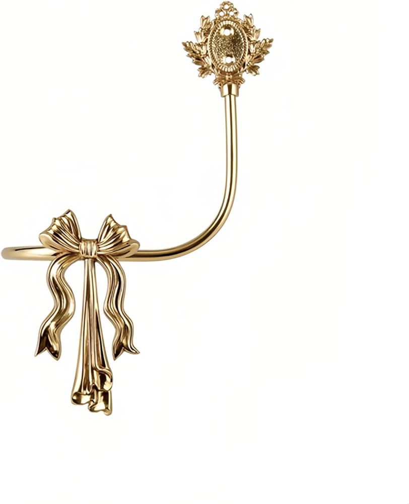 Gold Brass Curtain Holdbacks,Bow Style Curtain Tiebacks,Wall Hooks Decoration for Curtains,Set of... | Amazon (US)