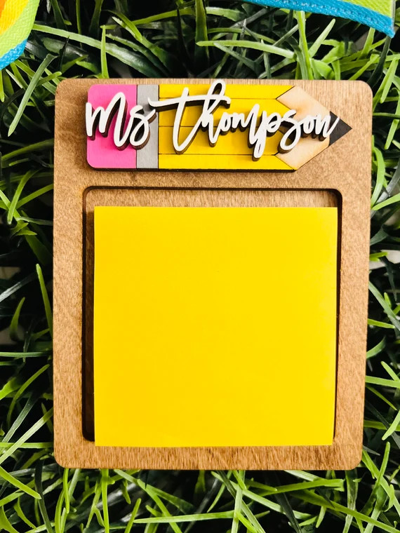 Teacher Sticky Note Holder, Personalized Teacher Gift, Desk Decor, personalized teacher gift, christ | Etsy (US)