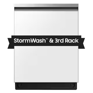 Samsung Bespoke Smart 46 dBA Dishwasher with StormWash and AutoRelease Door in White Glass | The Home Depot