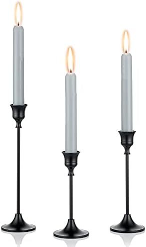 Romadedi Candlestick Holder Matte Black Candle Holder Set of 3 Decorative Candle Holder for Taper... | Amazon (US)