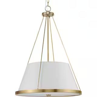 Progress Lighting Saffert Collection 22 in. 3-Light Vintage Brass with Clear Glass Shades New Tra... | The Home Depot