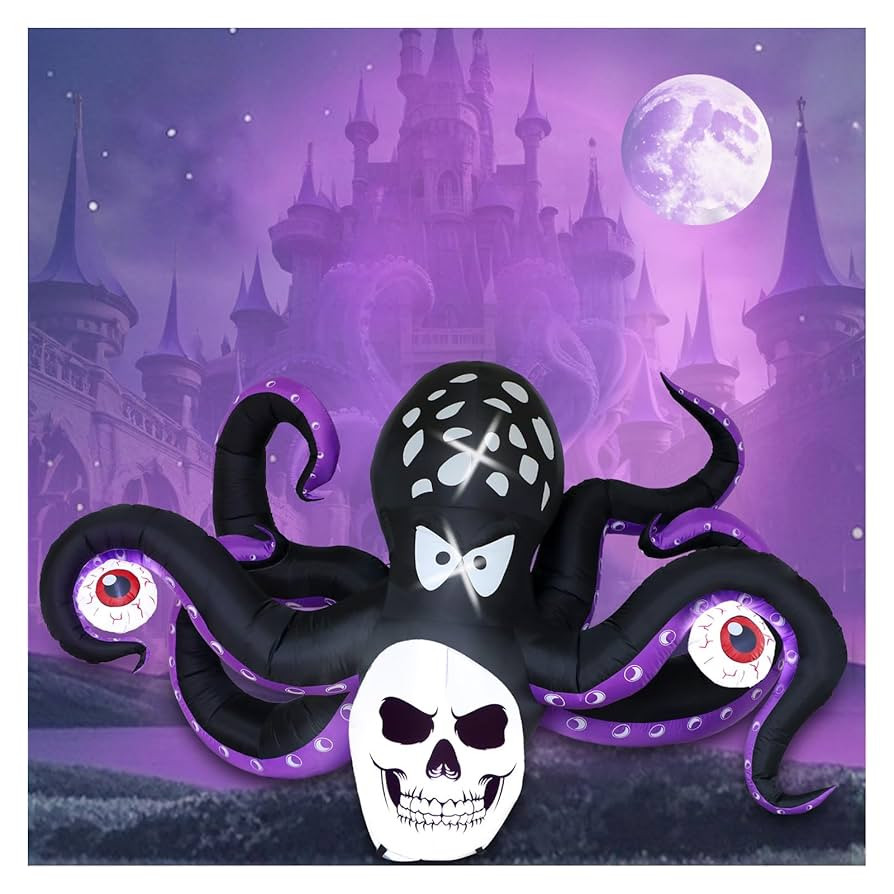 Spinosaurus 7.5 FT Halloween Inflatables Outdoor Decoration,Inflatable Octopus with Eyeball&Skull... | Amazon (US)