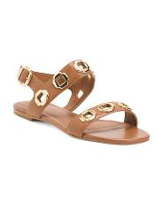 Made In Brazil Leather Milan Flat Sandals | TJ Maxx