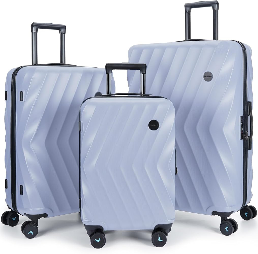 BAGSMART 3 Piece Luggage Sets PC Suitcase Hardside Luggage with Spinner Wheels TSA Lock Lightweig... | Amazon (US)