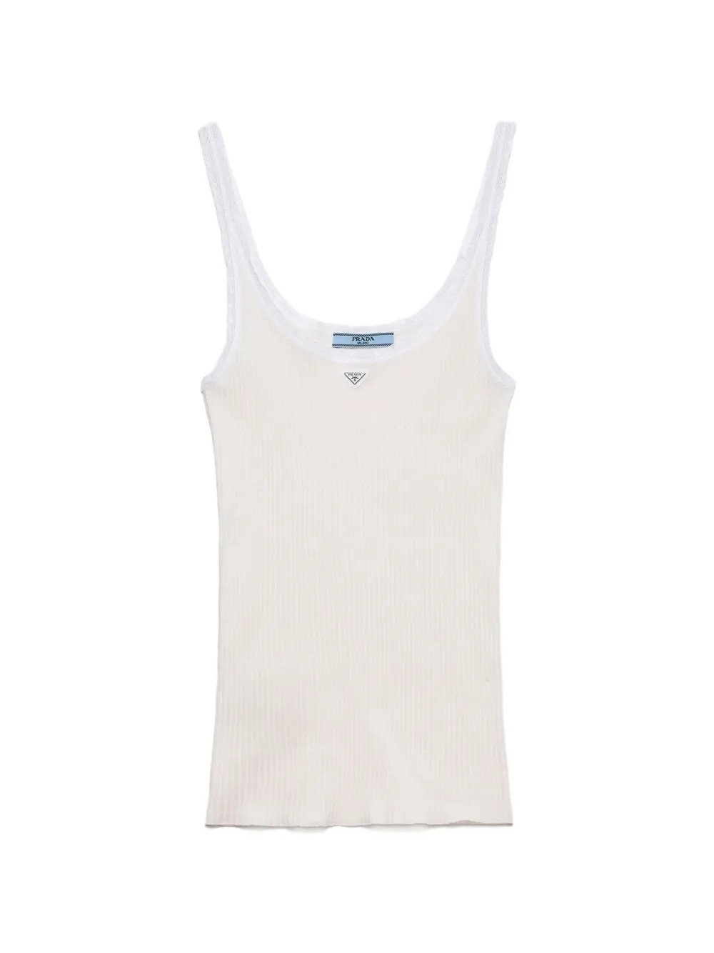 Prada ribbed cotton top - Neutrals | Farfetch Global