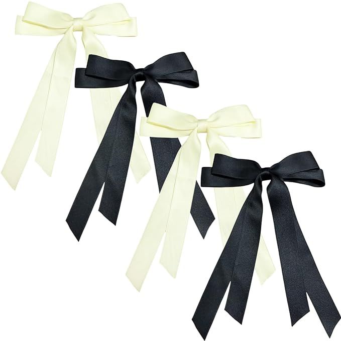4 Pcs Hair Bows For Women Hair Ribbons For Woman Black Bow Hair Bows For Girls Bow Hair Clips Hai... | Amazon (US)