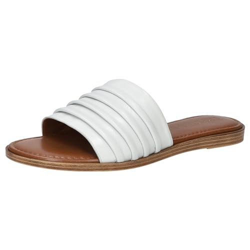 Bella Vita Made in Italy Women's Rya-Italy Flat Sandal, White Italian Leather, 10 Wide | Amazon (US)