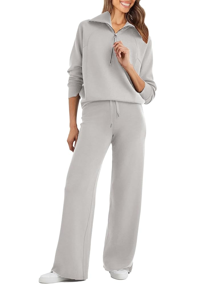 Glamaker Womens 2 Piece Outfits Sweatsuit Set Oversized Half Zip Sweatshirt Wide Leg Sweatpants L... | Amazon (US)