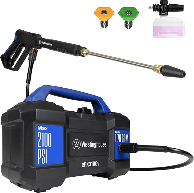 Westinghouse ePX3100v Electric Pressure Washer, 2100 Max PSI 1.76 Max GPM, Built-in Carry Handle,... | Amazon (US)