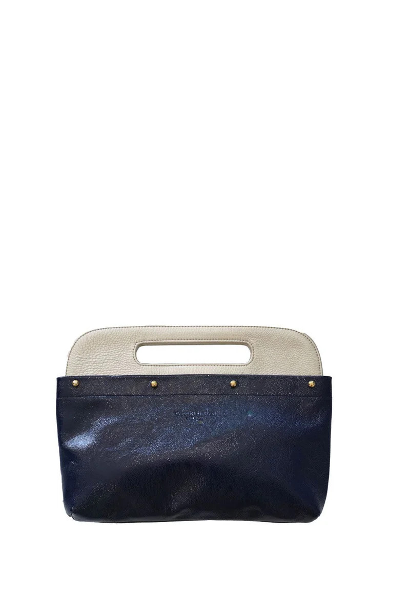 Navy Crinkled Patent Leather Dunham & Carrie Bag Cover | CARRIE DUNHAM