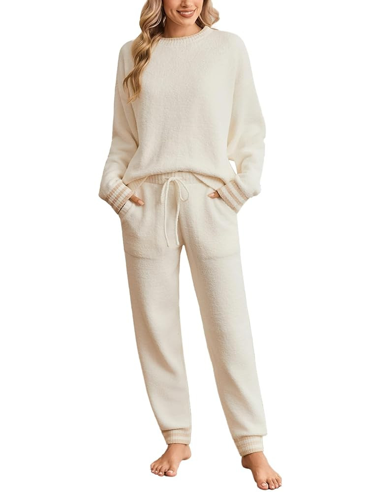 Snuggle Sac Pajamas for Women Set Cozy Soft Long Sleeve 2 Piece Lounge Sets Winter Knit Pullover ... | Amazon (US)