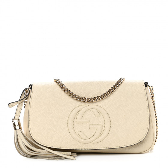 GUCCI Pebbled Calfskin Medium Soho Flap Crossbody Off White | Fashionphile
