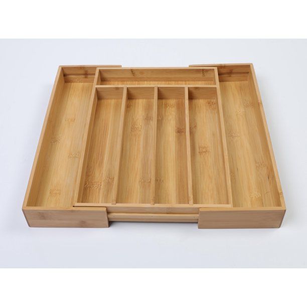 Better Homes & Gardens Natural Bamboo Expandable Cutlery Tray Drawer Organizer-13.98‘’ x 10.0... | Walmart (US)