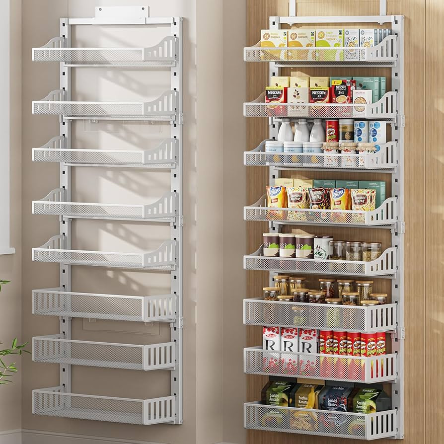 POKIPO Over the Door Pantry Organizer 8-Tier, Large Metal Door Spice Rack with Adjustable Basket,... | Amazon (US)