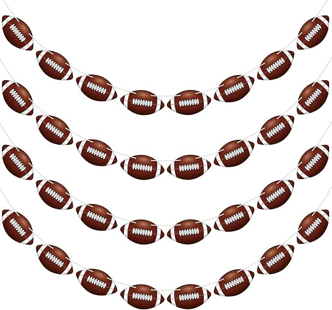 4 Pack Football Party Decorations, 32 PCS Football Cardboard Pre-Assemble Game Day Party Football... | Amazon (US)