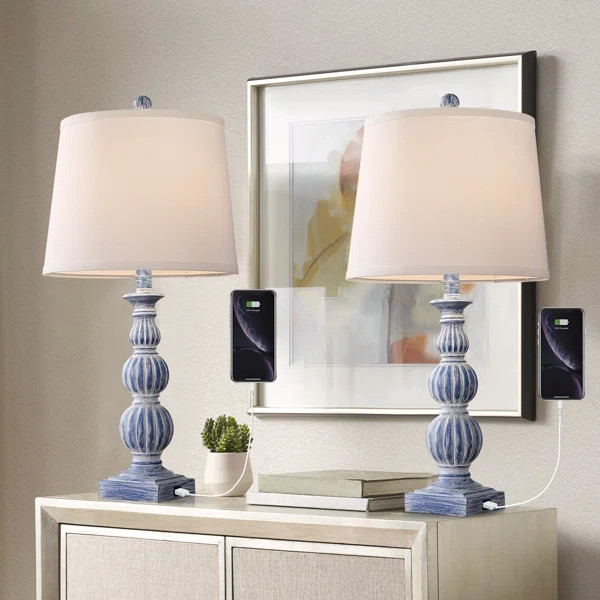 Mullikin Resin USB Table Lamp (Set of 2) | Wayfair North America