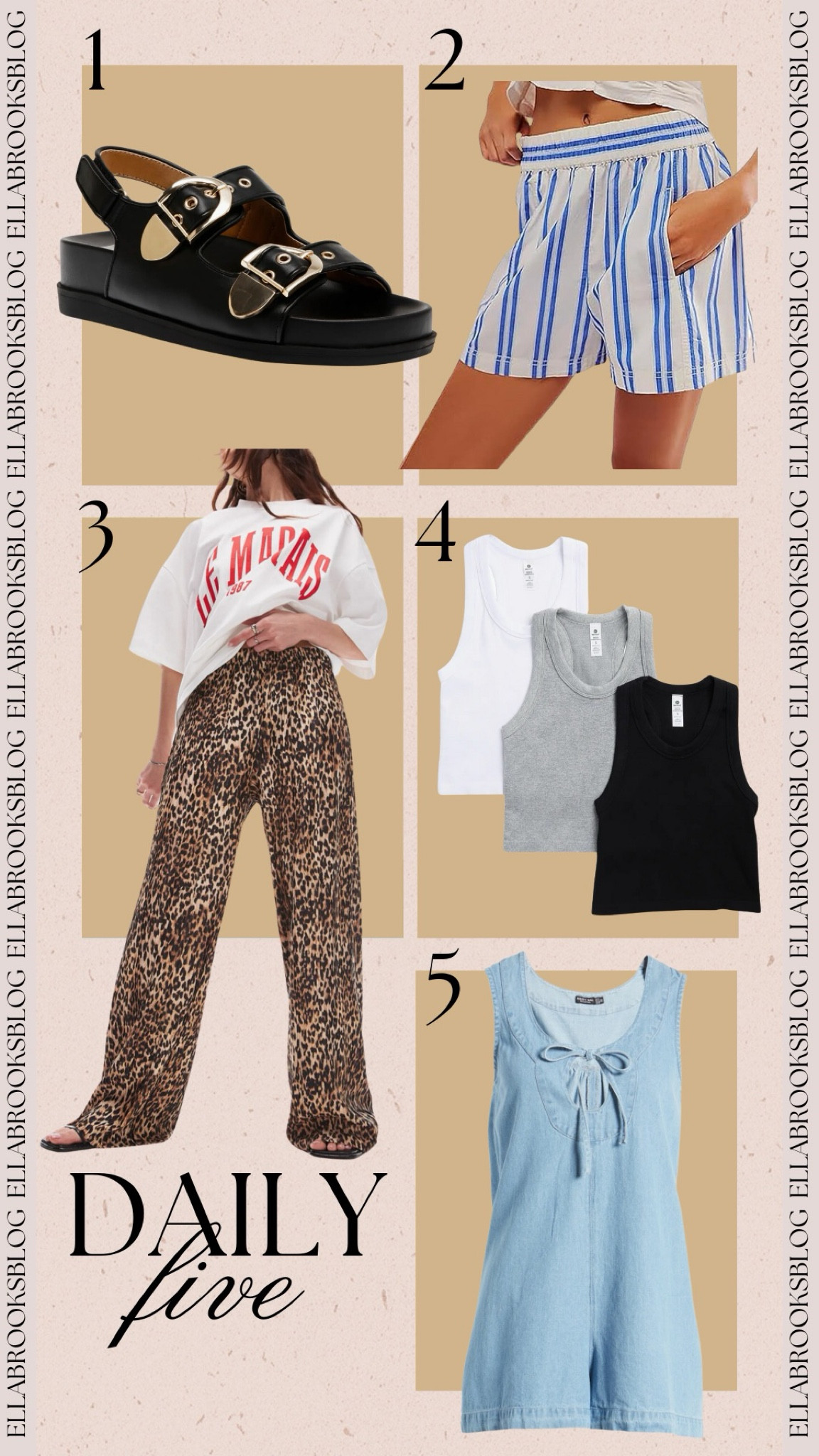 Daily 5🤍
summer sale finds, amazon fashion, boxer shorts, basics tanks, summer sandals, wide leg pans, denim romper 

#LTKShoeCrush #LTKSaleAlert #LTKFindsUnder50