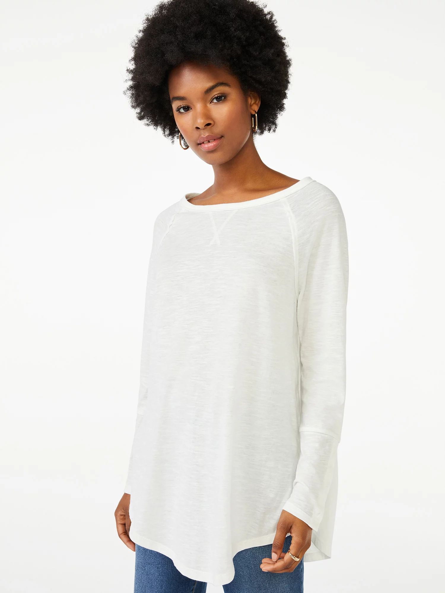 Scoop Women's Semi Sheer Snap Sleeve Tunic | Walmart (US)