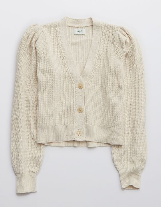 Aerie Button Cropped Cardigan | American Eagle Outfitters (US & CA)