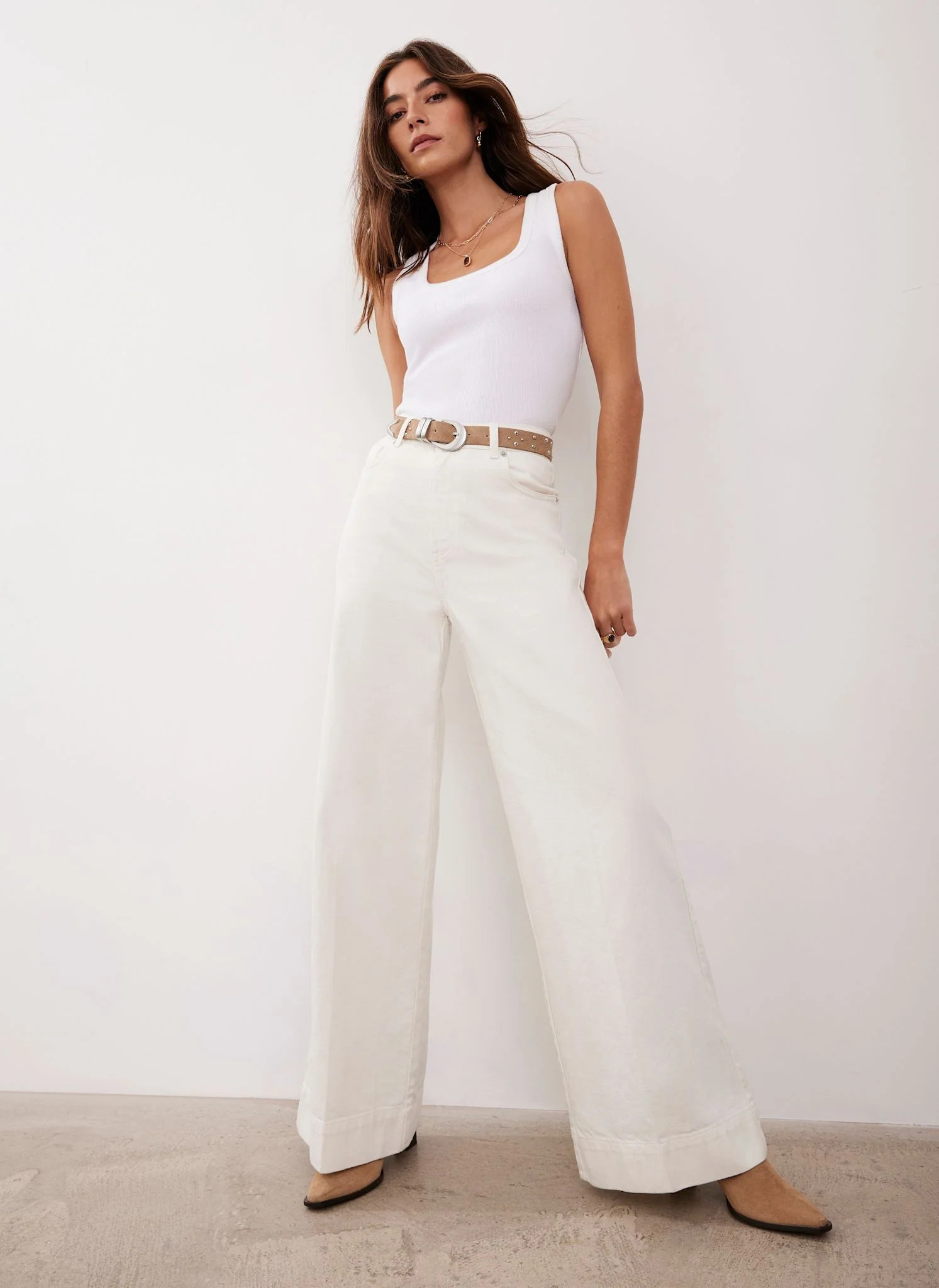 Cream Wide Leg Jeans | Mint Velvet