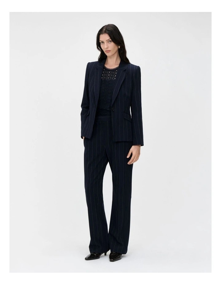 Veronika MaineWide Pinstripe Straight Leg Pant in Blue | Myer