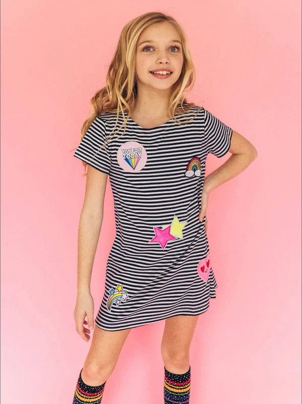 Mod Patch Stripe T Shirt Dress | Lola + The Boys