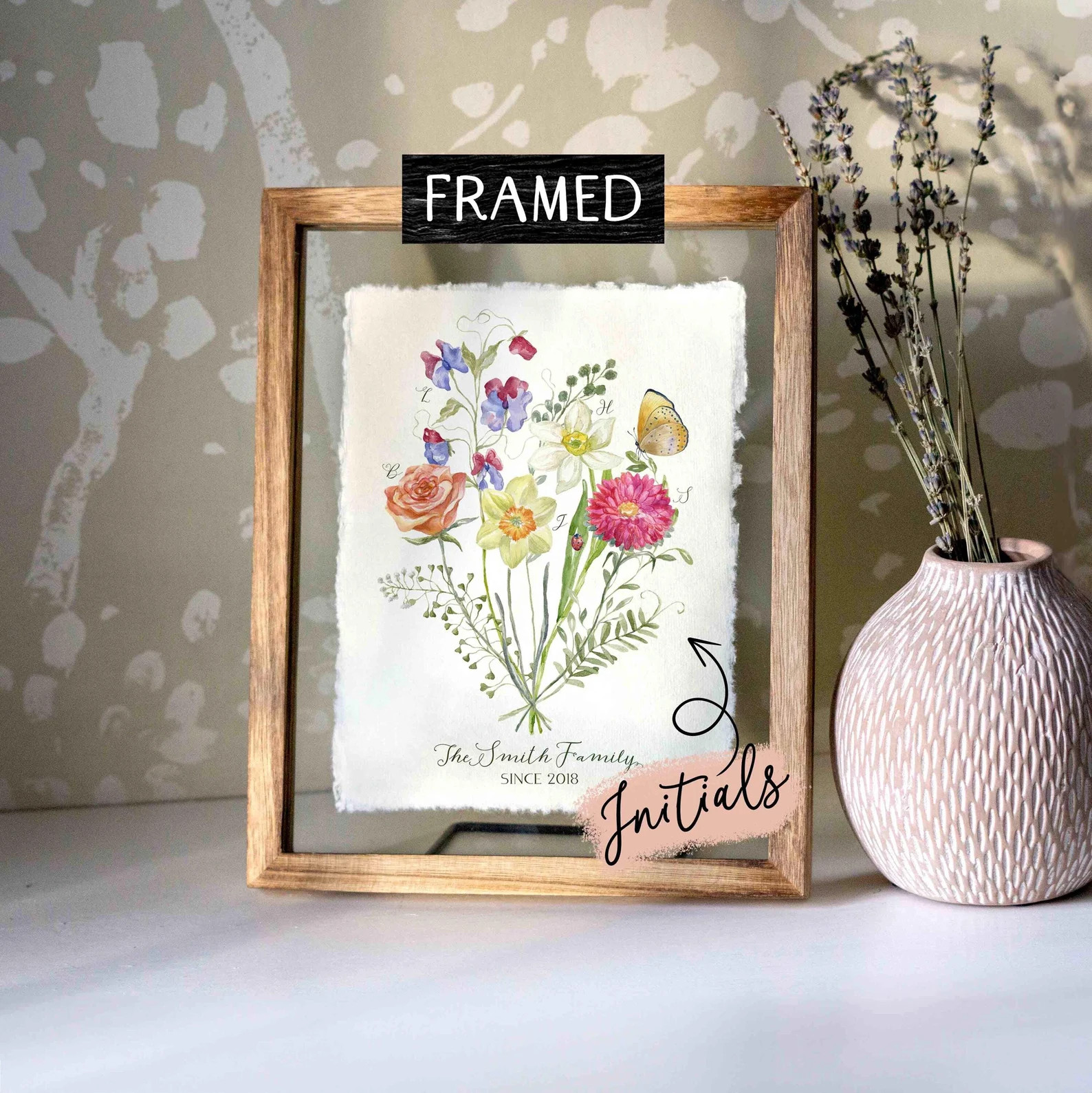Birth Flower Family Bouquet Custom Digital Print Personalized Gift Mother's Day Antique Home Art ... | Etsy (US)