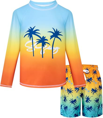 Amazon.com: Belovance Boys Two Piece Rash Guard Swim Set Kids Long Sleeve Bathing Suit Swimwear S... | Amazon (US)