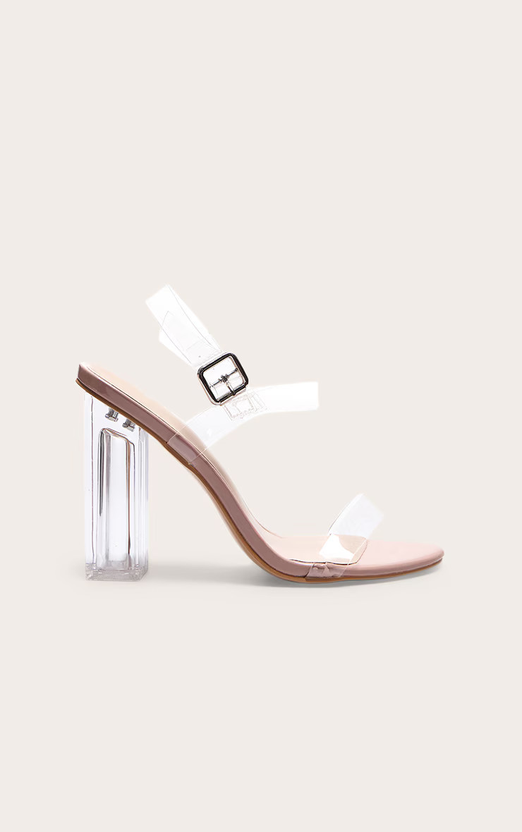 Clear Block Heel Strappy Sandal | PrettyLittleThing US