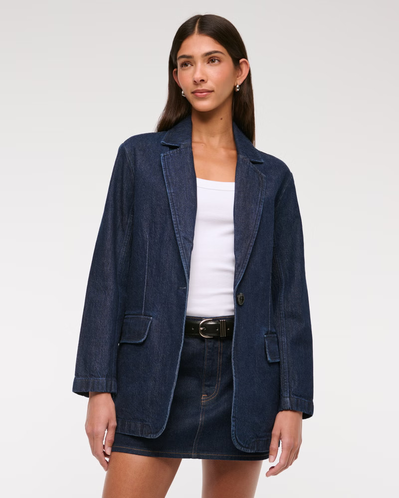 Oversized Denim Blazer | Abercrombie & Fitch (US)
