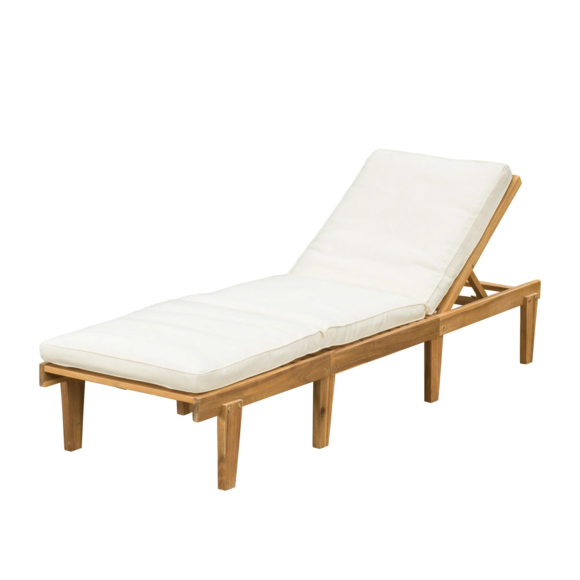 Allison Teak Finish Acacia Wood Chaise Lounge With Cushion | Walmart (US)