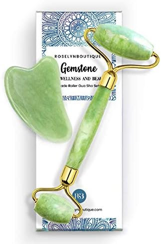 RoselynBoutique Jade Roller for Face and Gua Sha Set - Beauty Cosmetic Facial Skin Roller Massage... | Amazon (US)