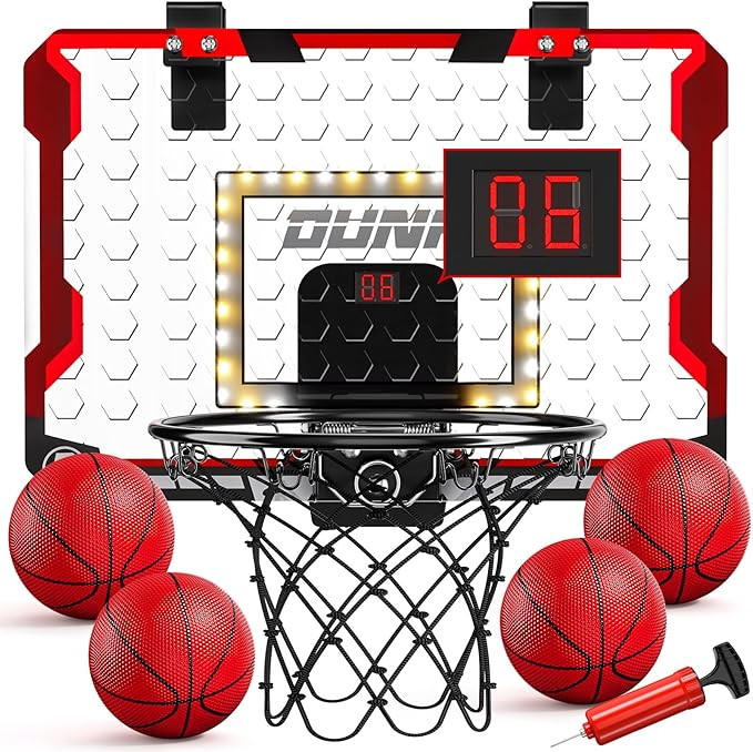 TEMI Indoor Basketball Hoop for Kids, Door Room Basketball Hoop,Mini Basketball Hoop with 4 Balls... | Amazon (US)