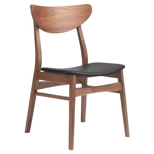 Carmela Mid Century Modern Scandinavian Black Seat Brown Dining Side Chair | Kathy Kuo Home