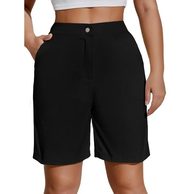 Women's Casual Plain Bermuda Black Shorts XS | Walmart (US)