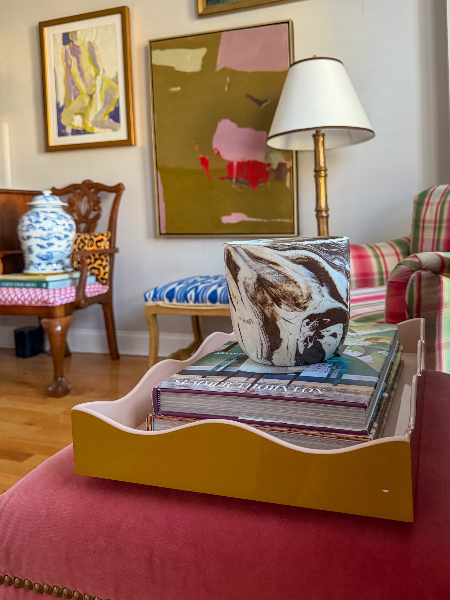 marbled ceramic planter 