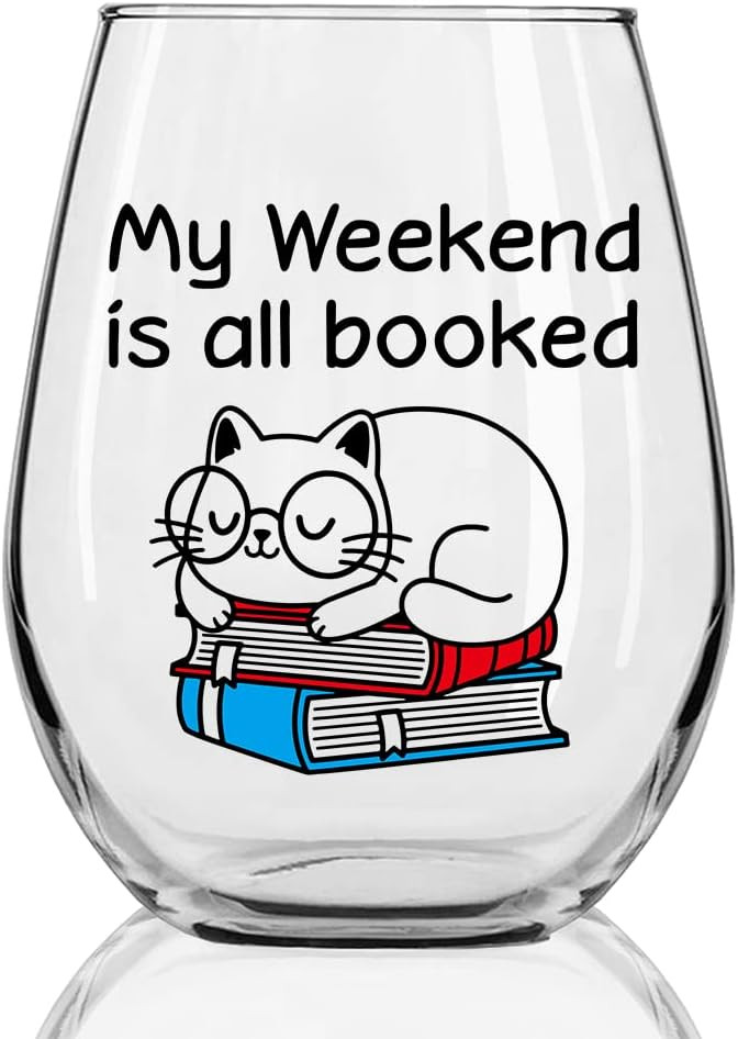 Amazon.com | DYJYBMY My Weekend Is All Booked Wine Glass, Funny Book Club Gifts for Reader Lovers... | Amazon (US)