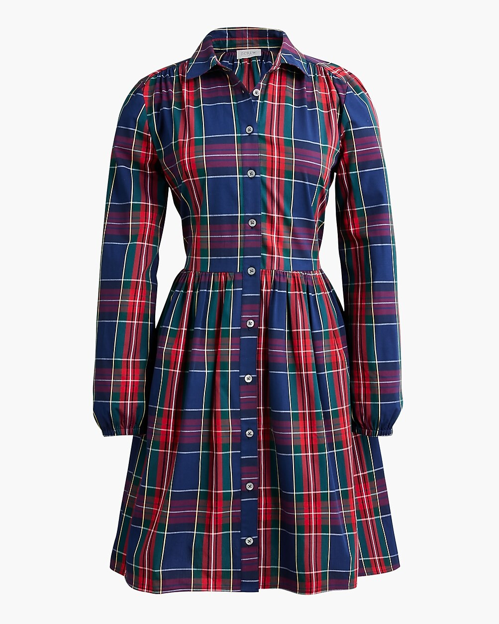 Cotton tartan mini shirtdress | J.Crew Factory