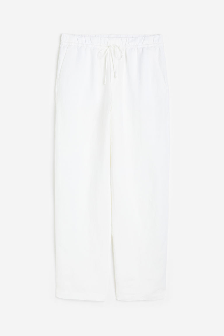 H & M - Linen-blend Tapered Pants - White | H&M (US + CA)