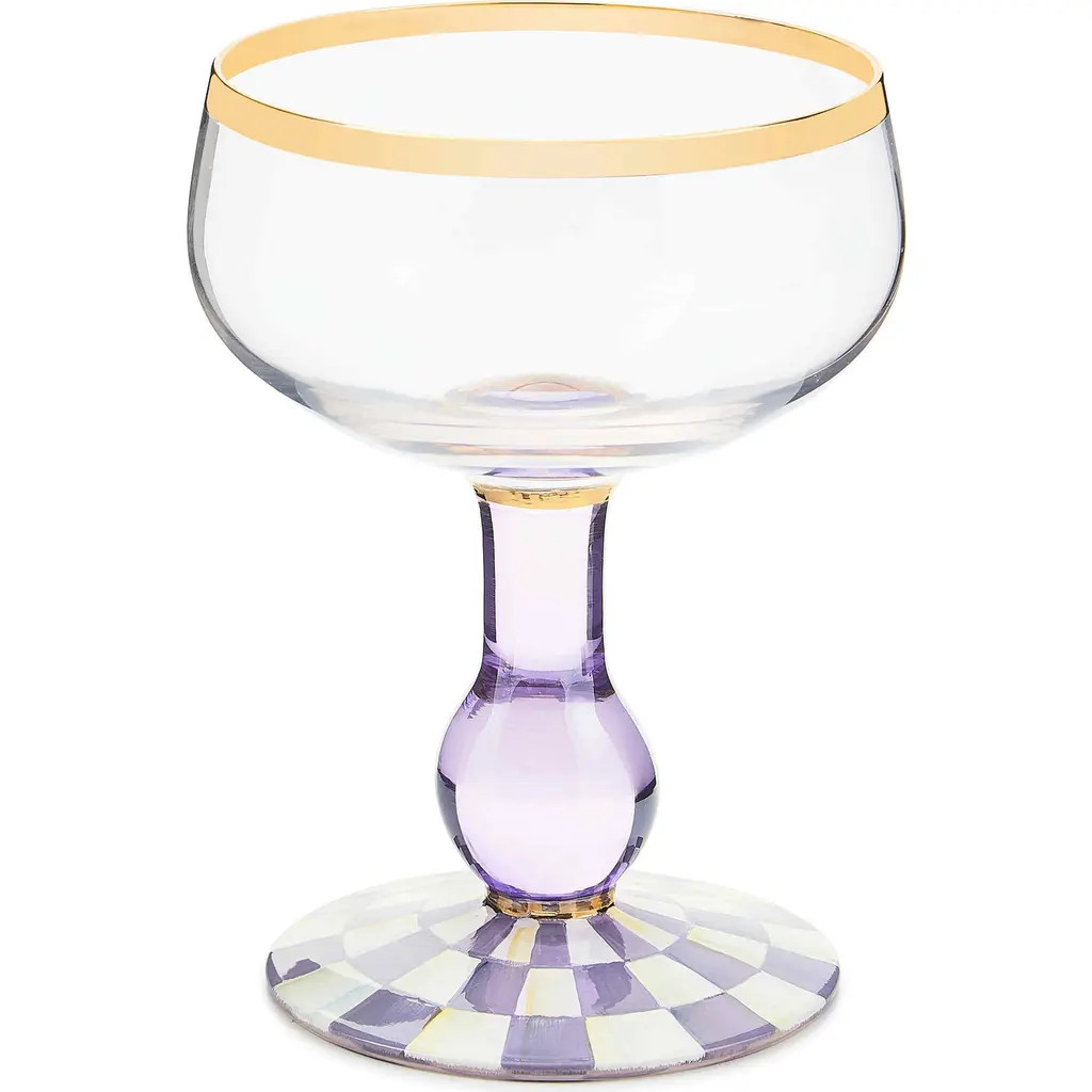 MACKENZIE CHILDS Violet Check Coupe Glass at Nordstrom | Nordstrom