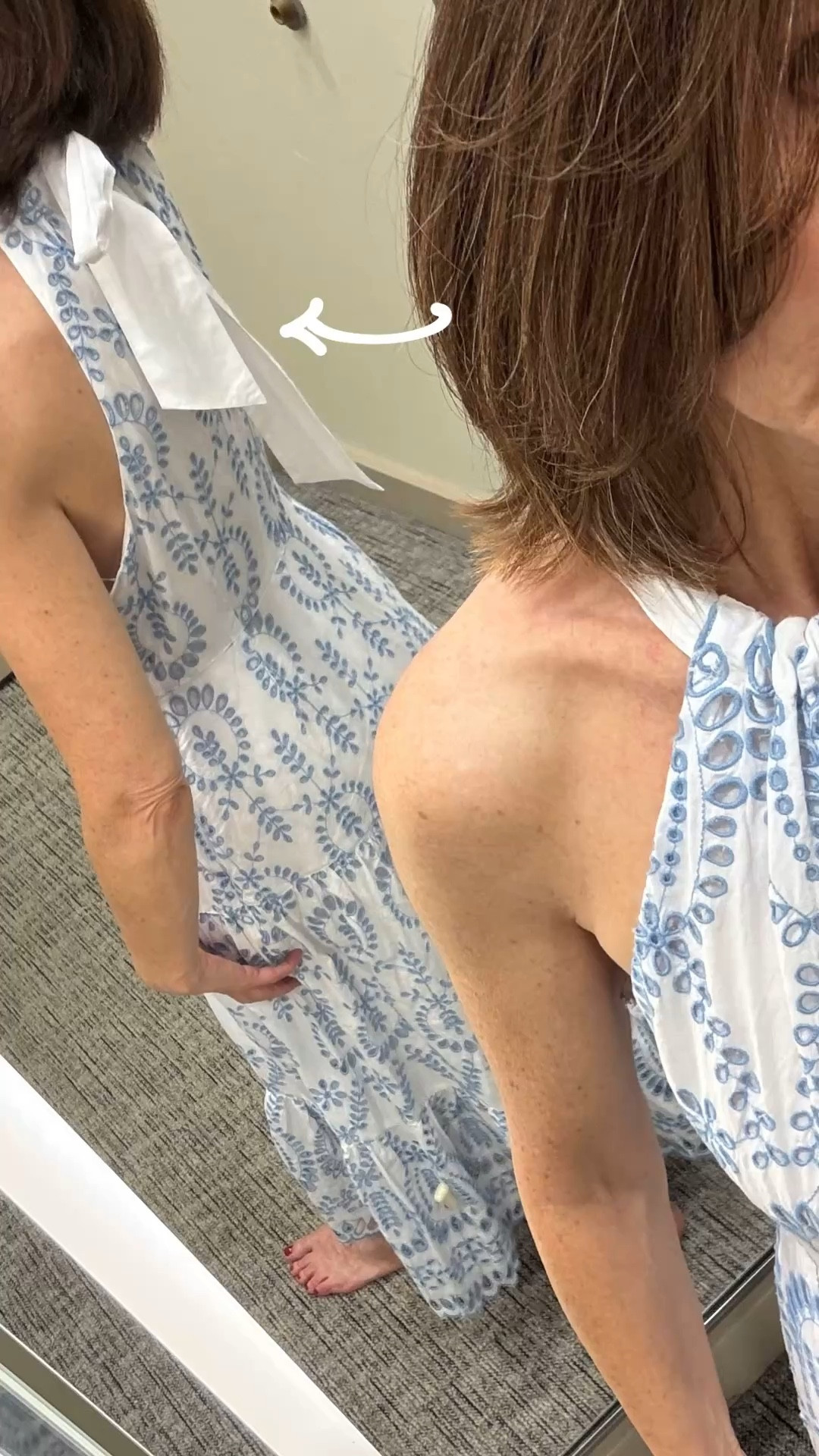 Love this tie-back halter blue eyelet dress! Lined, made cool cotton for warm days. Easter dress option 👌🏻 casual dress, date night outfit  

#LTKootd #LTKSeasonal #LTKSaleAlert