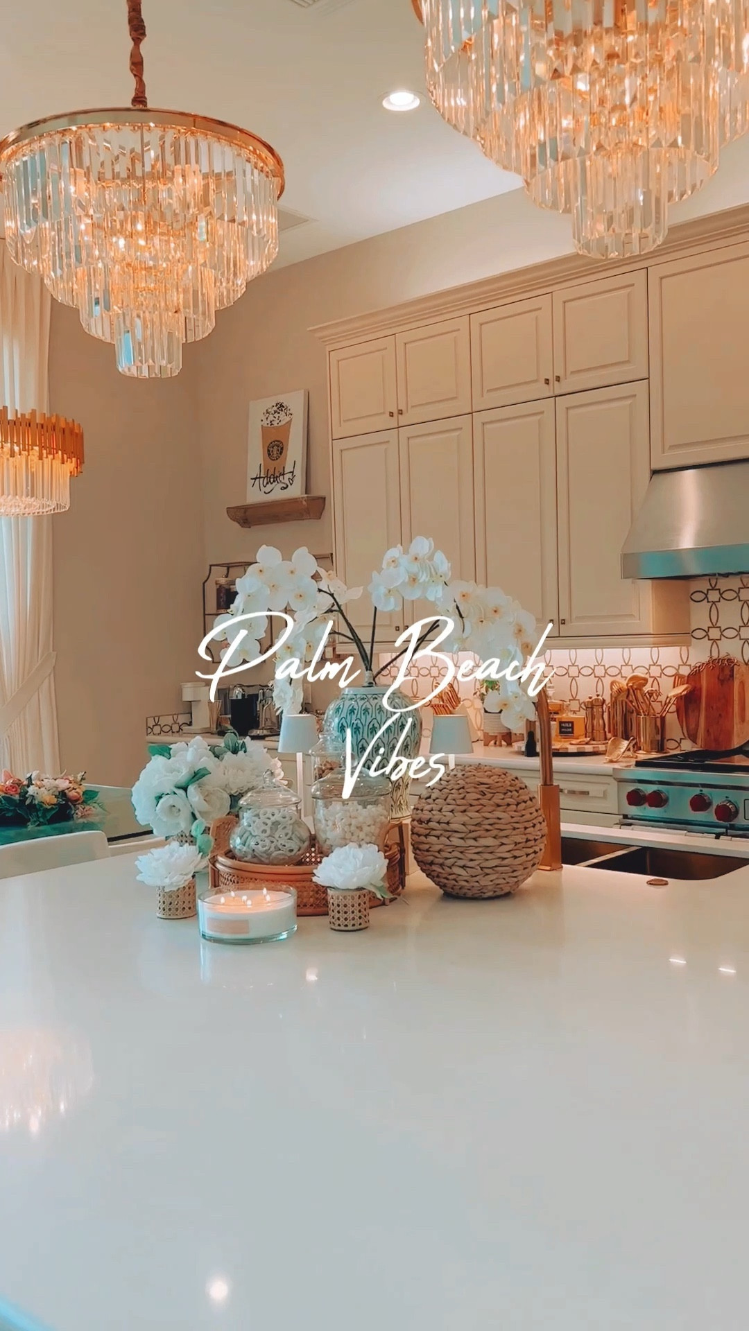 I recently transformed my kitchen vignette, drawing inspiration from the elegant and breezy ambiance of Palm Beach. Living in this beautiful city made it effortless for me to infuse its vibes into my kitchen, resulting in a tasteful organic design with a predominant white palette that exudes sophistication and freshness.
To bring a touch of tropical charm, I incorporated oversized orchid stems in stunning ginger jars adorned with delicate palm tree motifs. To complement this arrangement, I placed luscious white peonies in cane-wrapped vases, while a large cane tray held apothecary jars filled with an assortment of delectable snacks such as caramel popcorn, yogurt-covered pretzels, and marshmallows.
To create an even more immersive Palm Beach experience, I swapped out the spring-themed scented candle for a delightful tropical aroma. Now, the air in the kitchen is infused with the exotic fragrance of coconut, pineapple, and other tropical fruits. The fragrance is reminiscent of the warm and breezy ocean air of Palm Beach, transporting us to a tranquil island paradise.
To add visual interest, I placed a bamboo sphere as a decor element, lending a subtle yet noticeable texture to the overall design. And to ensure a warm and cozy atmosphere, I incorporated my favorite touch cordless lamps that create a gentle and inviting glow. After dinner, we turn off all the lights, leaving only these charming lamps on, which adds a delightful touch to the ambiance.
The final result is a delightful and vibrant space that my family adores. If you're looking to bring a touch of Palm Beach into your kitchen, I've shared the products I used on my LKT page. And in case you're unable to find the exact items, I've also included similar options to help you recreate the look. So, why not create your own Palm Beach-inspired kitchen and indulge in a slice of tropical paradise right at home?

#LTKhome