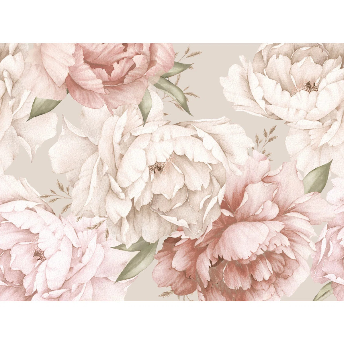 Mr. Kate Watercolor Floral Peel and Stick Wallpaper Mural, Pink & Cream | Wayfair North America
