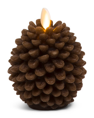 3.5X4.5 Chalky Unscented Moving Flame Pinecone Votive Candle | TJ Maxx