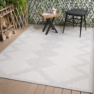 Beverly Rug Waikiki Collection Indoor/Outdoor Stripes Area Rug - Grey / White - WKK20112 | Bed Bath & Beyond