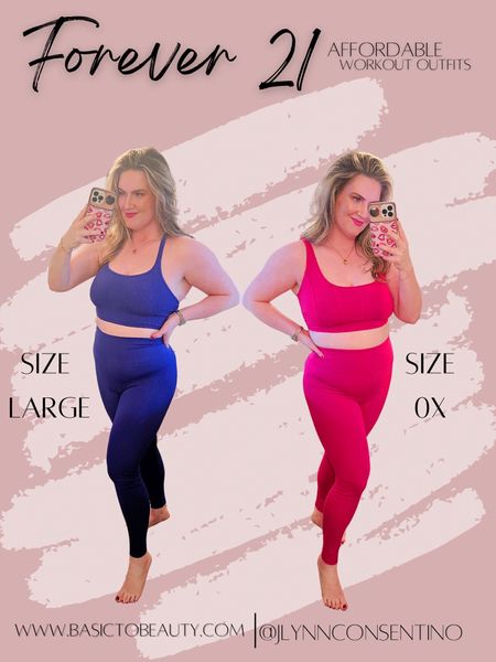 Forever 21 Affordable Workout Outfits • These cute matching sets are currently on sale and are under $40! I’m wearing the blue set in Size Large and it fits TTS and the pink set is in Size 0X which I think I could have gone up one more size in the top! Both sets are incredibly comfortable and I’ve already worked out in both sets! I absolutely love them for the price! Grab yourself  set now! 

#LTKstyletip #LTKfindsunder50 #LTKfitness
