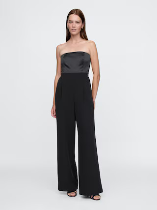 Strapless Mixed Media Jumpsuit | Gap (US)